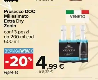 Carrefour Iper Prosecco doc millesimato extra dry zonin offerta