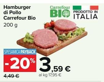 Carrefour Iper Hamburger di pollo carrefour bio offerta