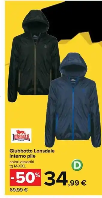 Giubbotto lonsdale interno pile