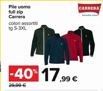 Carrefour Iper Pile uomo full zip carrera offerta
