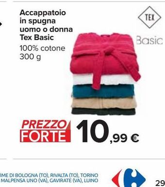 Carrefour Iper Accappatoio in spugna uomo o donna tex basic offerta