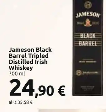 Jameson black barrel tripled distilled irish whisky