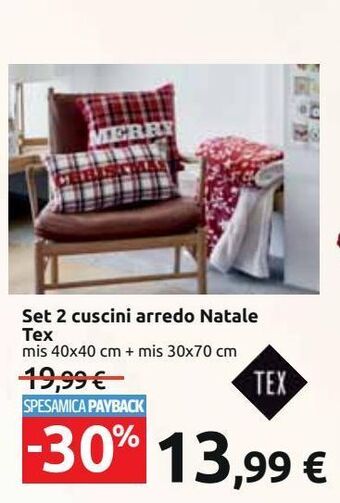 Carrefour Iper Set 2 cuscini arredo natale tex offerta