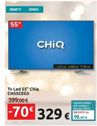 Tv led 55'' chiq ch55ceg5