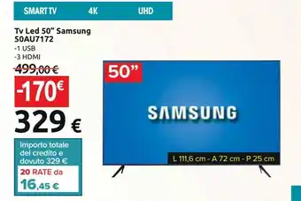 Carrefour Iper Tv led 50'' samsung 50au7172 offerta