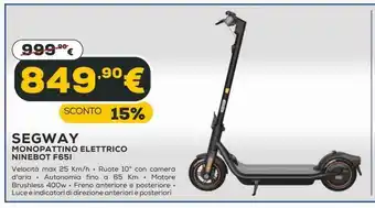 Euronics Segway monopattino elettrico ninebot f65i offerta