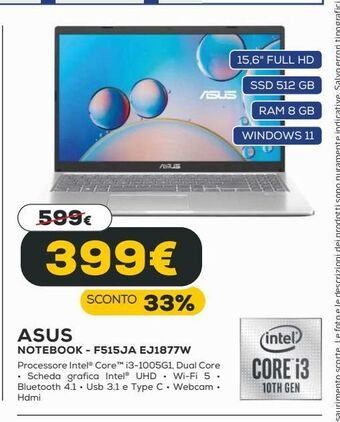 Euronics Asus notebook offerta