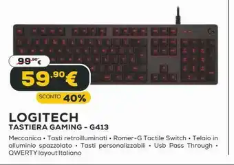 Euronics Logitech tastiera gaming offerta
