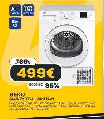 Euronics Beko asciugatrice offerta