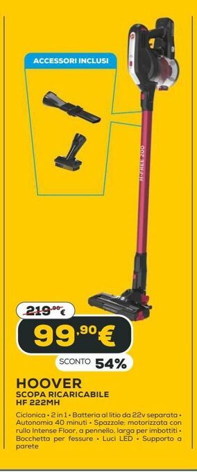 Euronics Hoover scopa ricaricabile offerta