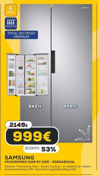 Euronics Samsung frigorifero side by side offerta