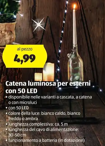 ALDI Catena luminosa per esterni con 50 LED offerta