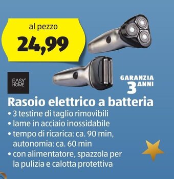 ALDI Easy Home Rasoio elettrico a batteria offerta
