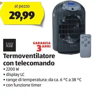 ALDI Easy Home Termoventilatore con telecomando offerta