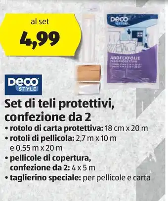 ALDI Deco Style Set di teli protettivi, confezione da 2 offerta