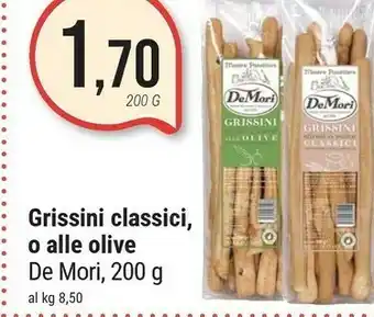 Supermercati Gulliver De mori Grissini Classici All'Olio Di Oliva Stirati A Mano 200 G(ml) offerta