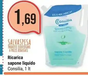 Supermercati Gulliver Consilia Igienizzante Ricarica Sapone Liquido 1000 Ml offerta