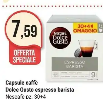 Supermercati Gulliver Nescafé Dolce Gusto Espresso Barista Magnum Capsule Caffè 30 Pezzo(i) offerta