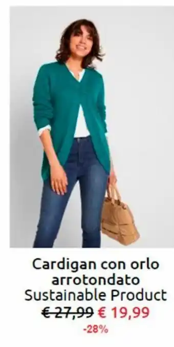 Cardigan con orlo arrotondatp