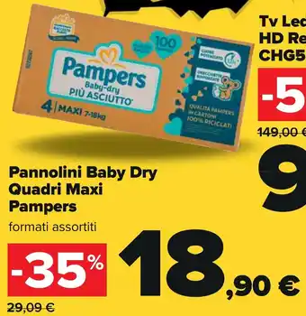 Carrefour Pampers Pannolini Baby Dry Quadri Maxi offerta