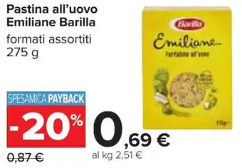 Carrefour Barilla Pastina All'Uovo Emiliane Formati Assortiti 275 g offerta