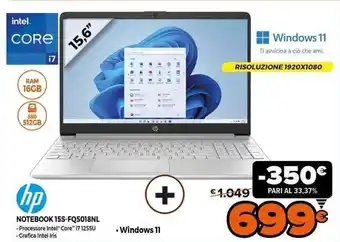 Expert hp Notebook 15S-FQ5018NL offerta