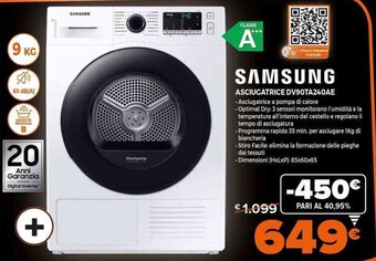 Expert Samsung Asciugatrice DV90TA240AE offerta