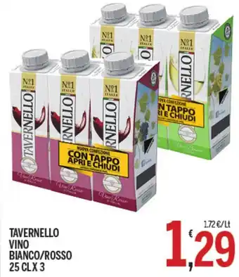 Gruppo Pascar Tavernello Vino Bianco/Rosso 25 cl x 3 offerta