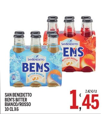 Gruppo Pascar San Benedetto Ben's Bitter Bianco/Rosso 10 cl x 6 offerta