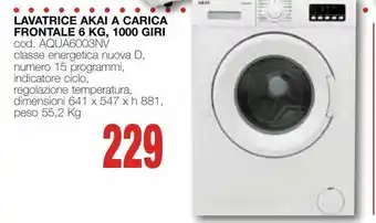 Mondo Brico Lavatrice akai a carica frontale 6 kg, 1000 giri offerta