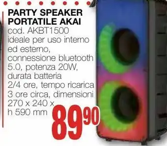 Mondo Brico Party speaker portatile akai offerta