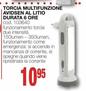 Torcia multifunzione avidsen al litio durata 6 ore