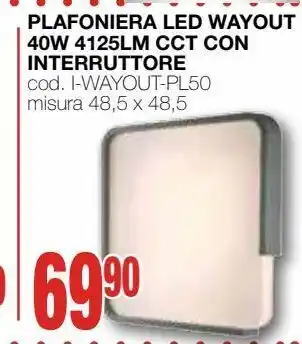Plafoniera led wayout 40w 4125lm cct con interruttore
