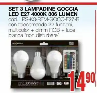 Mondo Brico Set 3 lampadine goccia led e27 4000k 806 lumen offerta