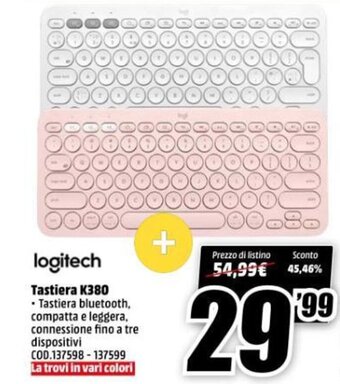 MediaWorld Logitech Tastiera K380 offerta