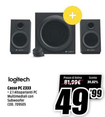 MediaWorld Logitech Casse PC Z333 offerta