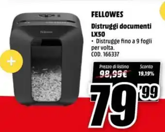 Fellowes Distruggi documenti LX50
