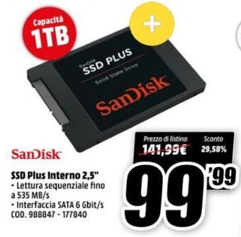 MediaWorld SanDisk SSD Plus Interno 2,5" offerta