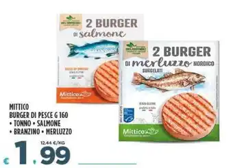 Deco Supermercati Mittico Burger di Pesce g 160 Tonno, Salmone, Branzino, Merluzzo offerta