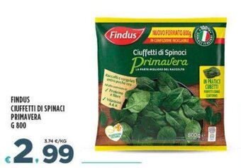 Deco Supermercati Findus Ciuffetti di Spinaci Primavera g 800 offerta