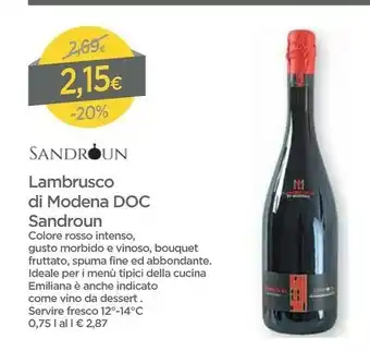 DPiù Sandròun Lambrusco offerta