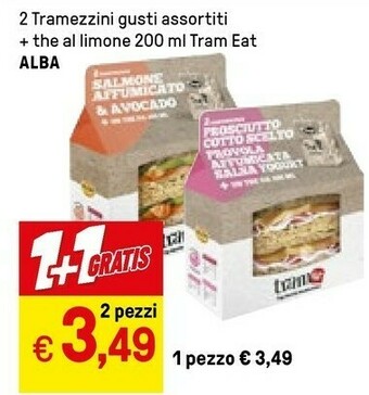Iper La Grande Alba 2 Tramezzini + The Al Limone 200 Ml Tram Eat offerta