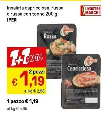 Iper La Grande Iper Insalata Capricciosa, Russa O Russa Con Tonno 200 G offerta