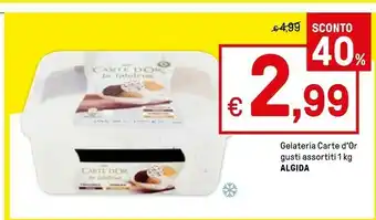 Iper La Grande Algida Carte D'Or La Gelateria Stracciatella Gianduia Caffè 1000 G(ml) offerta