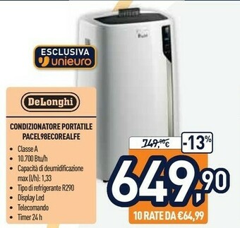 Unieuro DeLonghi PAC EL98 ECOREALFEEL Nero, Grigio, Bianco offerta