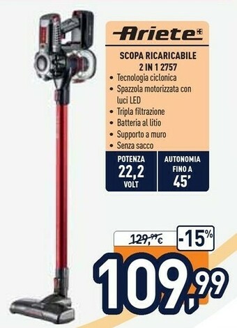 Unieuro Ariete 2757 Senza Sacchetto 1 L Rosso offerta