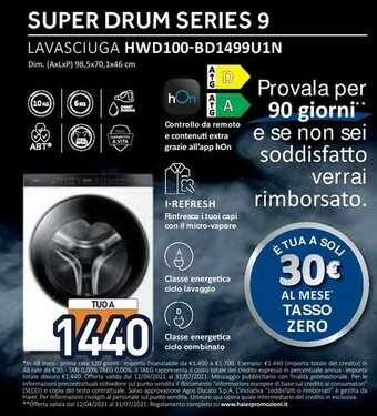 Unieuro Haier HWD100-BD1499U1 Caricamento Frontale Libera Installazione Bianco A offerta