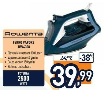 Unieuro Rowenta Ferro Vapore DW4308 offerta