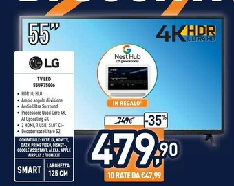 Unieuro LG 55UP75006LF TV 139,7 Cm (55") 4K Ultra HD Smart TV Wi-Fi Nero offerta