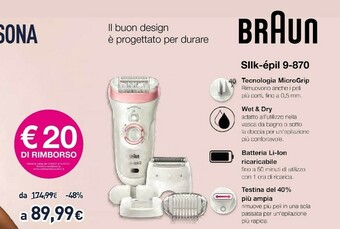 Unieuro Braun Silk-épil 9 9/870 SensoSmart Epilatore Oro Rosa offerta
